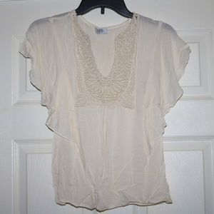 NEVER WORN Cream Tobi Peasant Blouse, Sz M